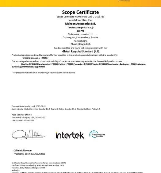 Maheen Accessories Ltd._SC Textile Exchange-GRS_page-0001